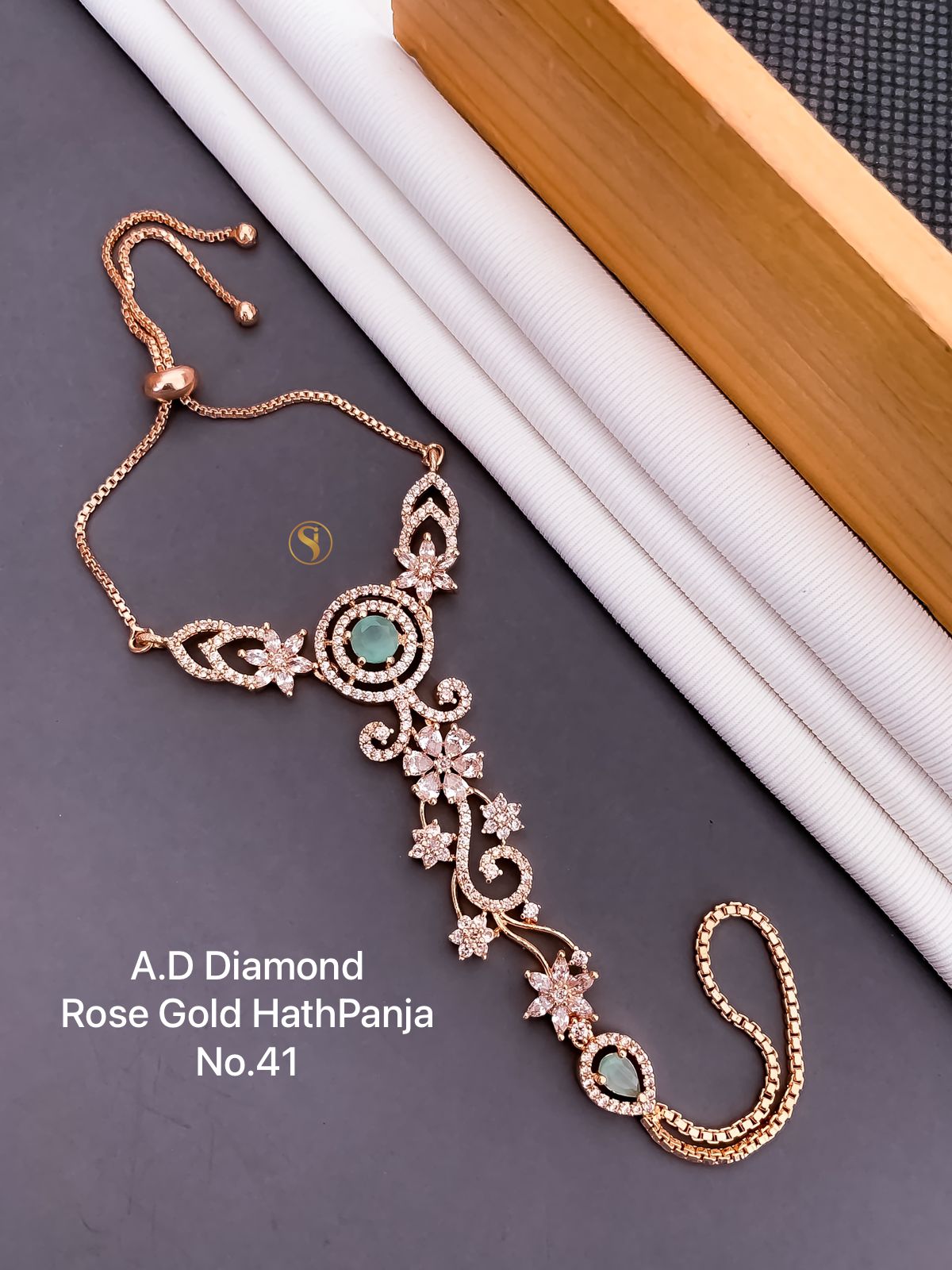 Designer Rose Gold AD Diamond Hath Panja Catalog
